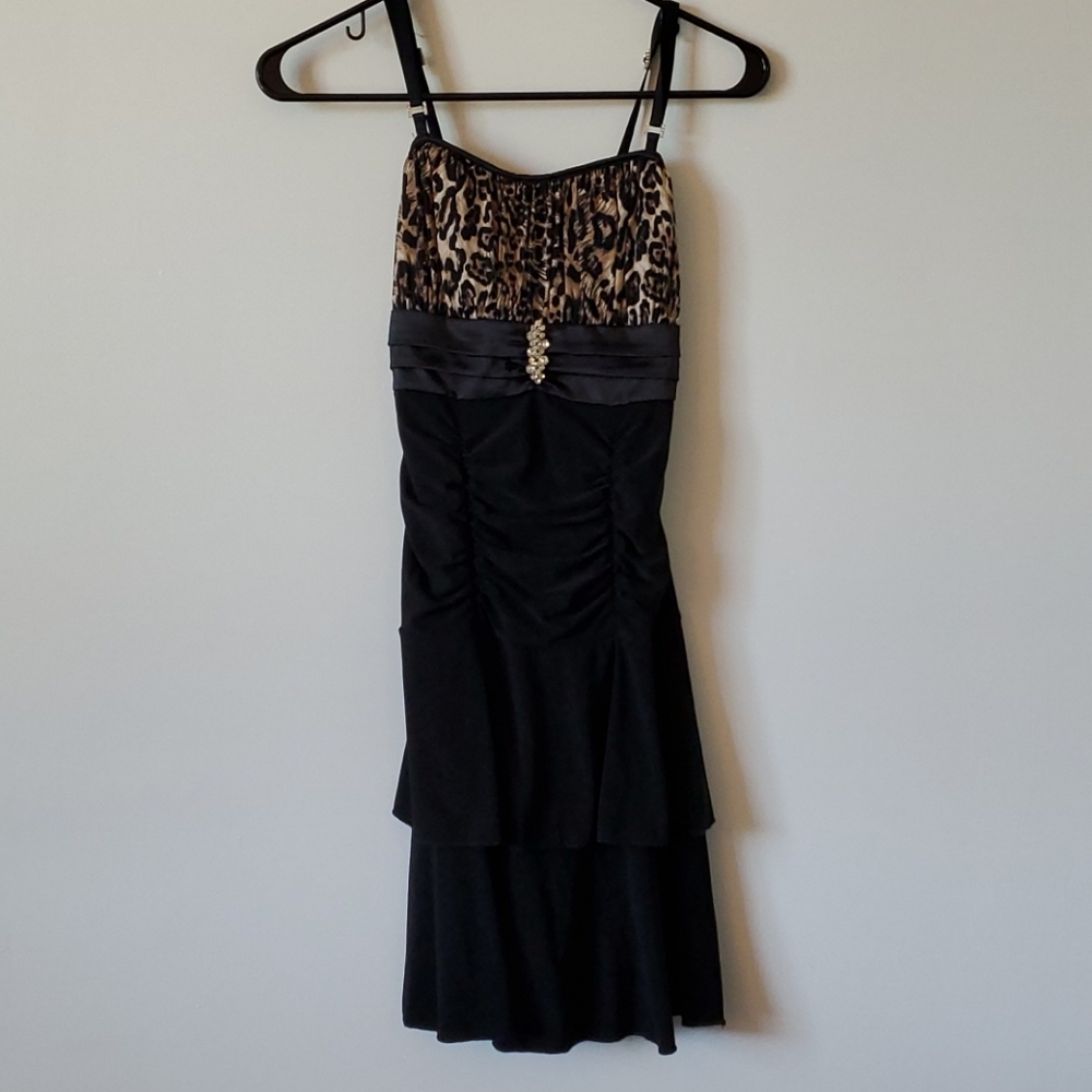 Black with leopard print dress